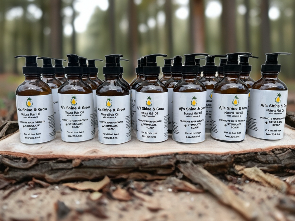8 oz Bottle Aj's Shine & Grow Natural Hair Oil