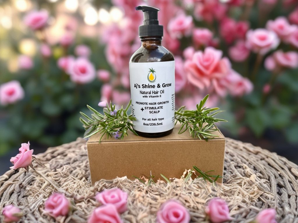 8 oz Bottle Aj's Shine & Grow Natural Hair Oil