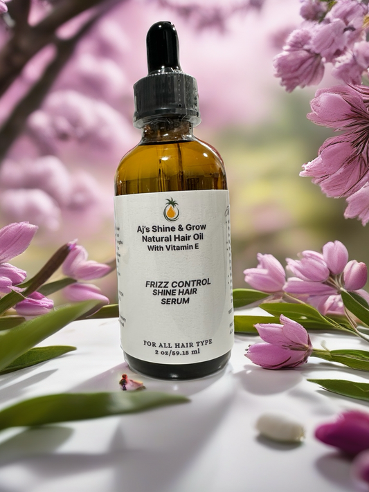 2 oz Bottle Aj’s Shine Grow Natural Hair Oil Frizz Control Shine Hair Serum